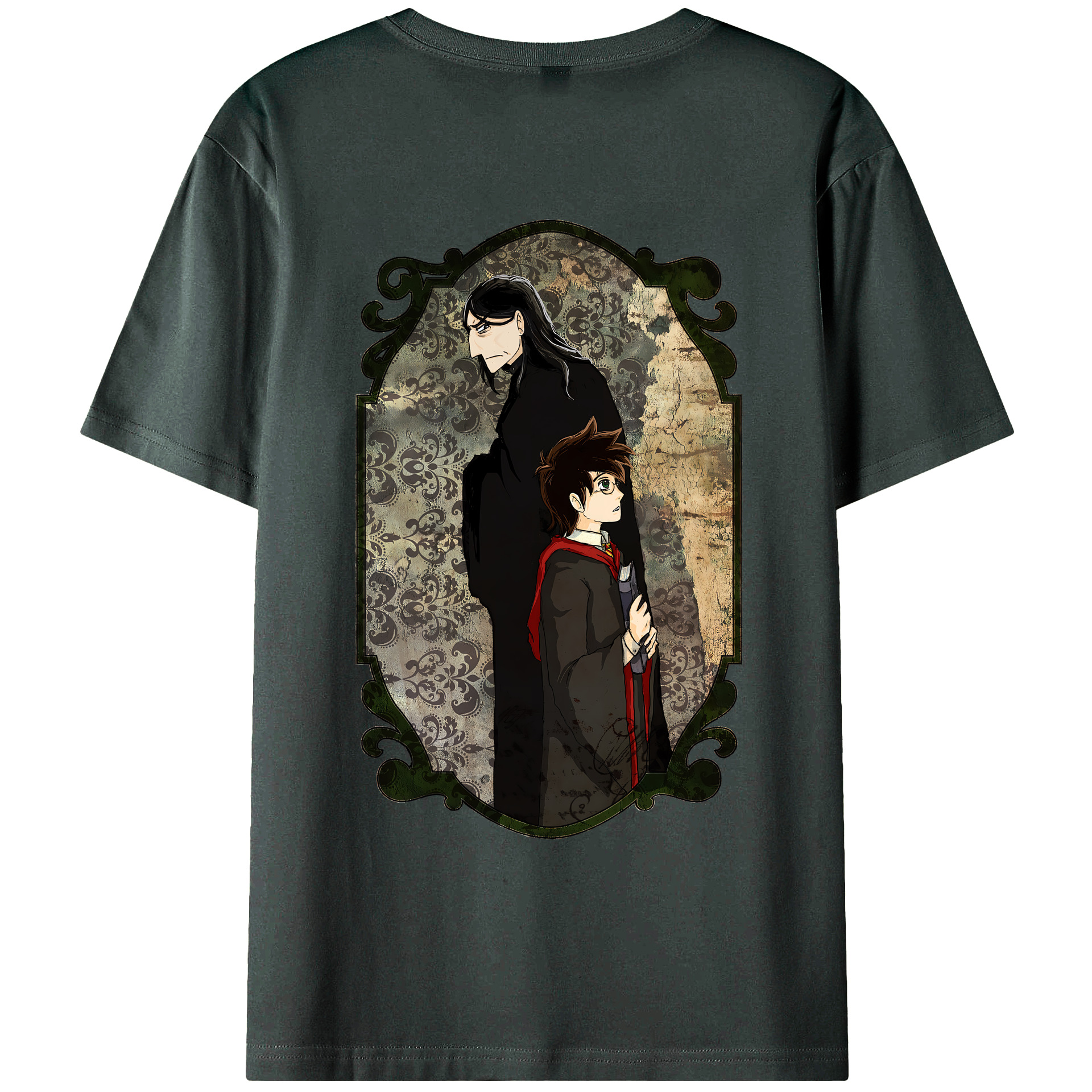 （画像用） Harry Potter ハリー・ポッターシリーズ 綿100％ メンズ半袖Tシャツ（バックプリント） 通気性